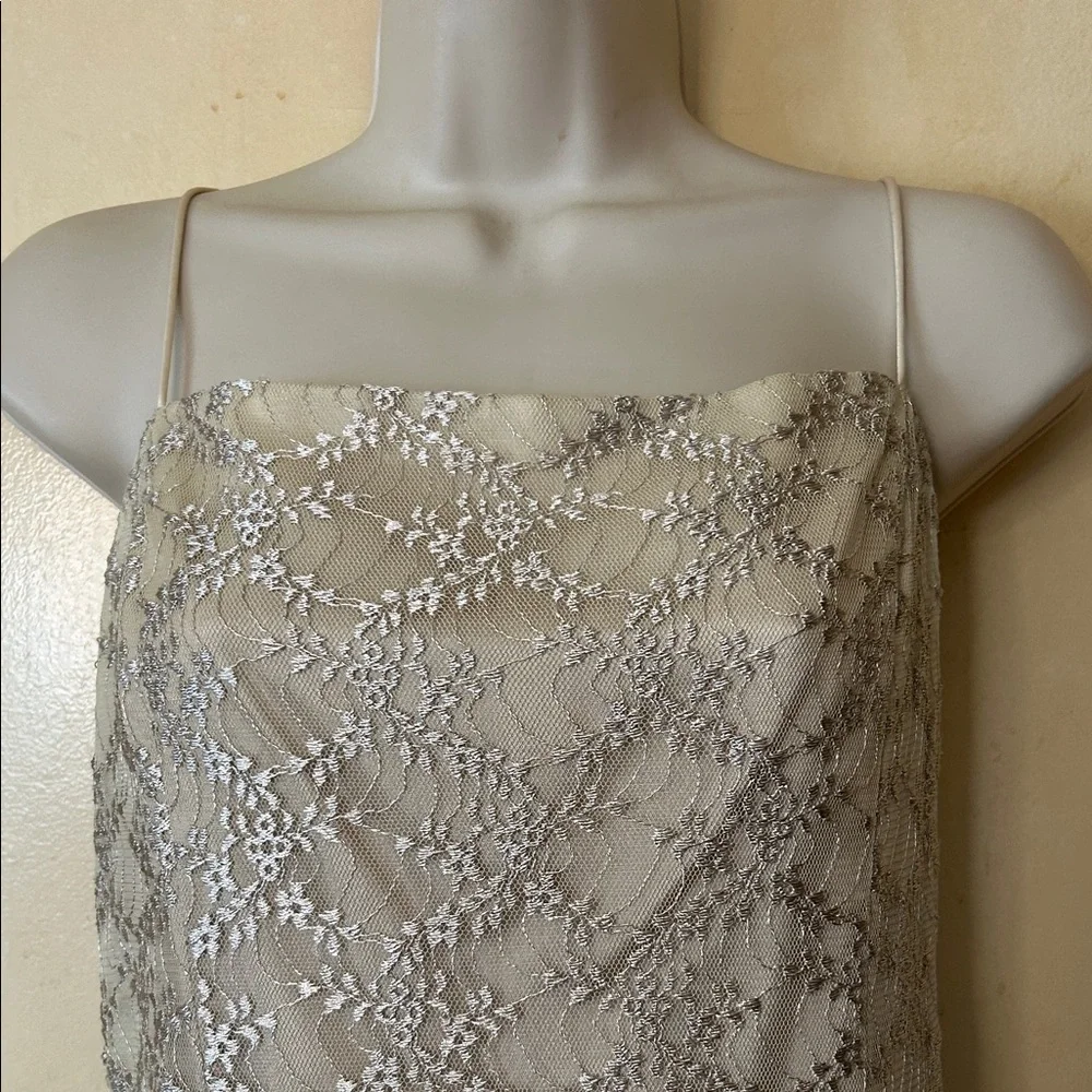Alex Evenings Spaghetti Strap Cream Lace Gown size 14